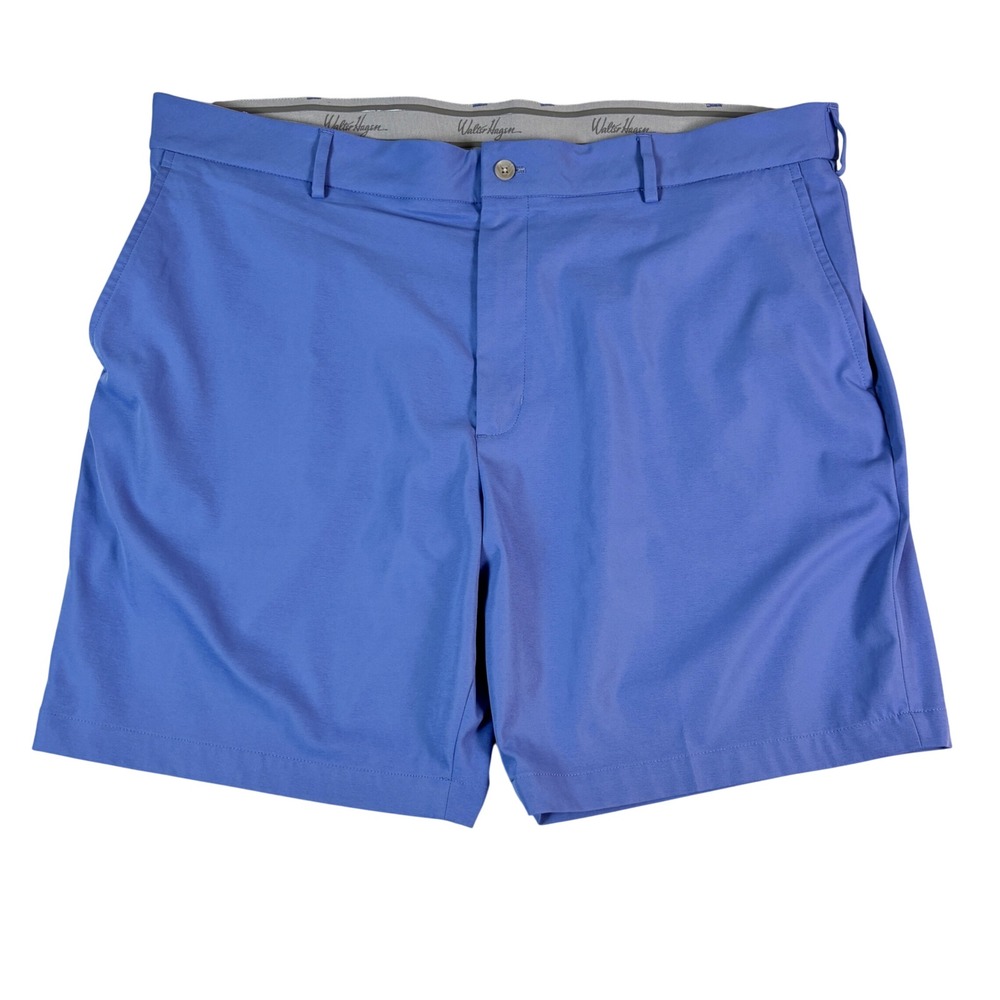 Walter Hagen Mens Blue Performance Golf Shorts Size 42 Embroidered Flat Front